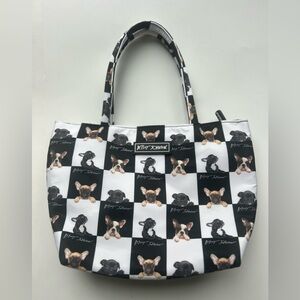 Betsey Johnson French Bulldog Print Tote Bag Black & White Dog Graphic